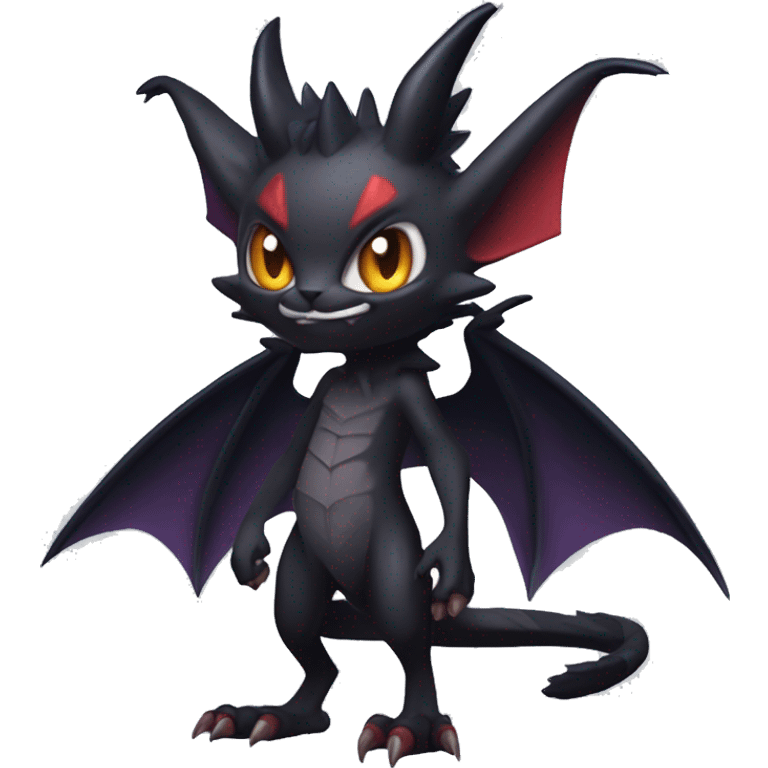  Kawaii Edgy Cool Vampiric Beautiful Noivern-Nargacuga-Litten with big Bat Ears full body emoji