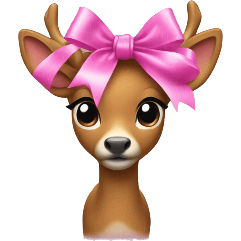 Pink bow in rain deer  emoji