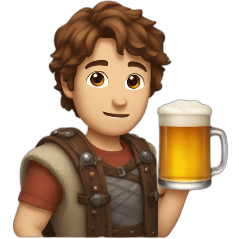 Brown hair Arthur and his beer emoji