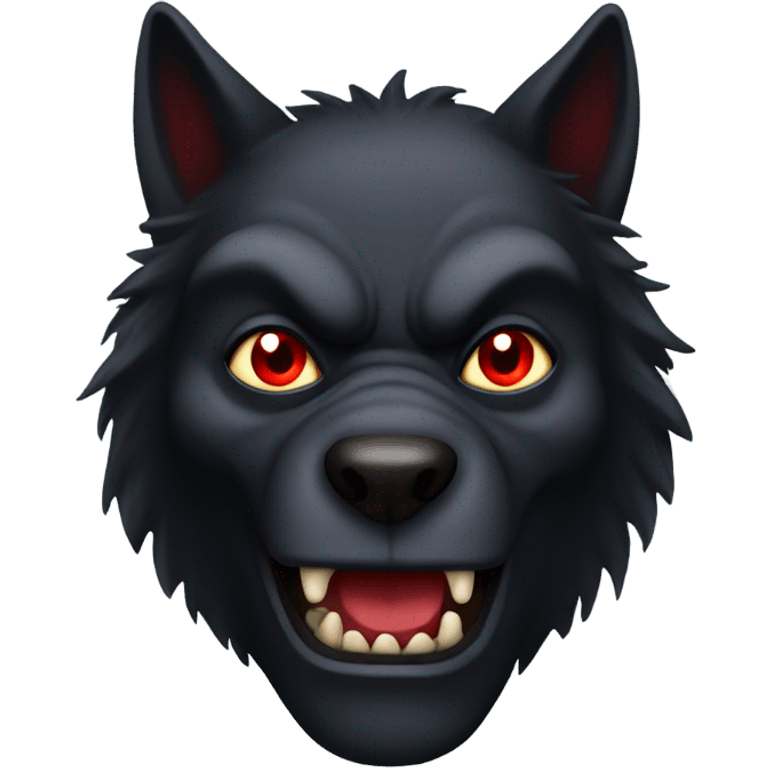 black werewolf with red eyes emoji