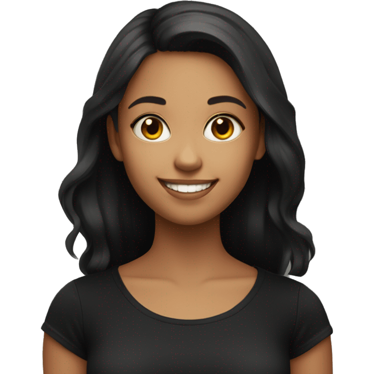 smiling girl in black shirt and cateye emoji