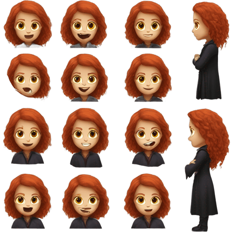 A redhaired girl like a vampire emoji