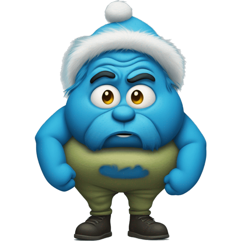 Fat blue grinch with a sore knee emoji