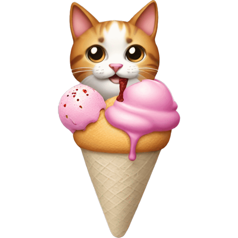 A cat with happy ice cream  emoji