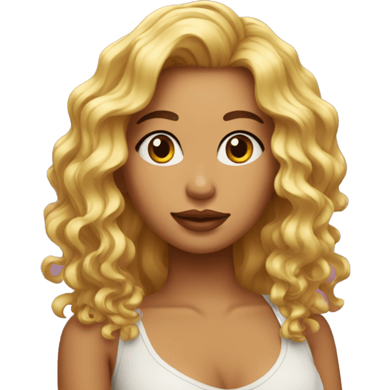 chica con cabello rizado y labios rasado claro  emoji