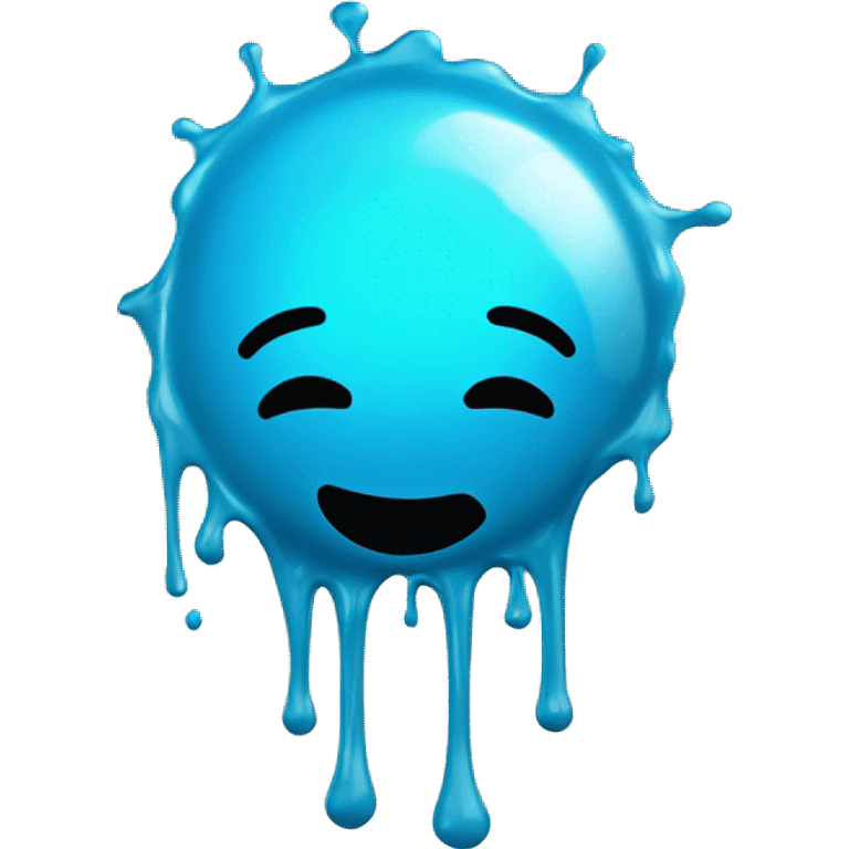 Glowing shiny Cyan blue goo splash splatter drip emoji