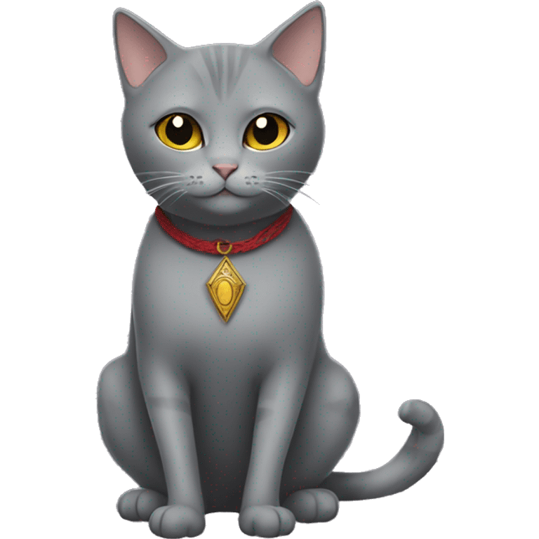 Grey cat with tarot cards  emoji