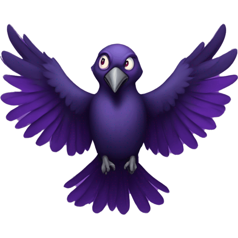 Twitch emote of a evil purple raven flying emoji