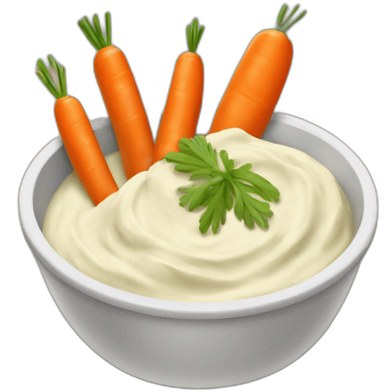 ranch dip with carrots, in the style of IOS emoji emoji