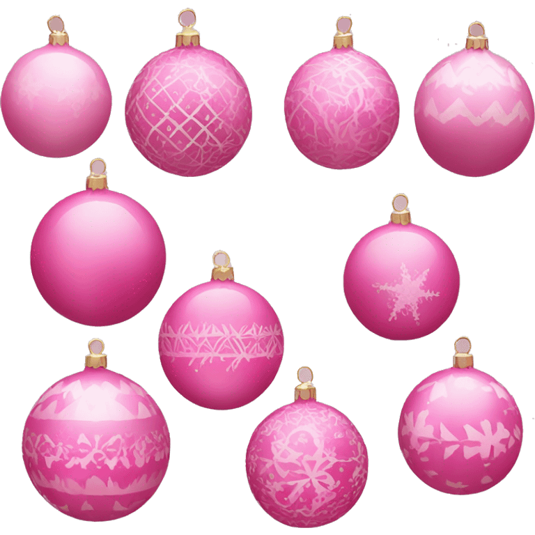 Pink Christmas ornaments with pretty patterns and no face emoji