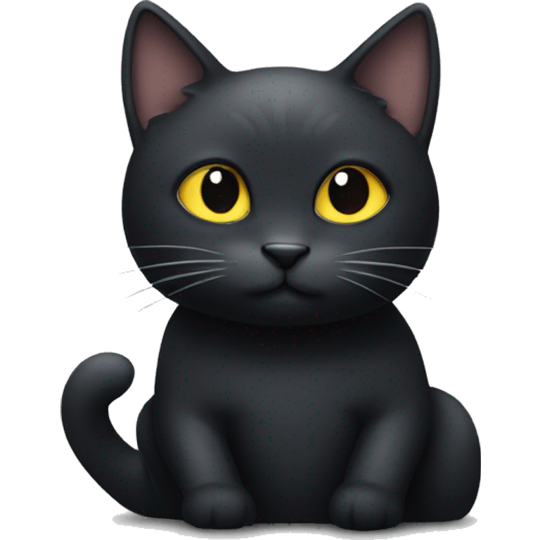 Black cat with white spot on chest sitting emoji