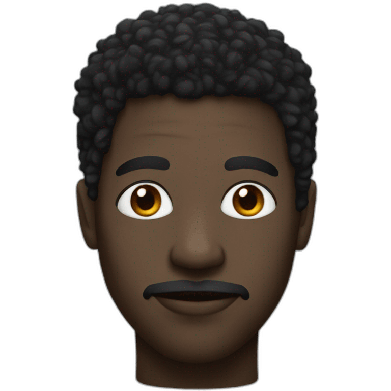 A black man with black eyes and a big nose and semiafro emoji