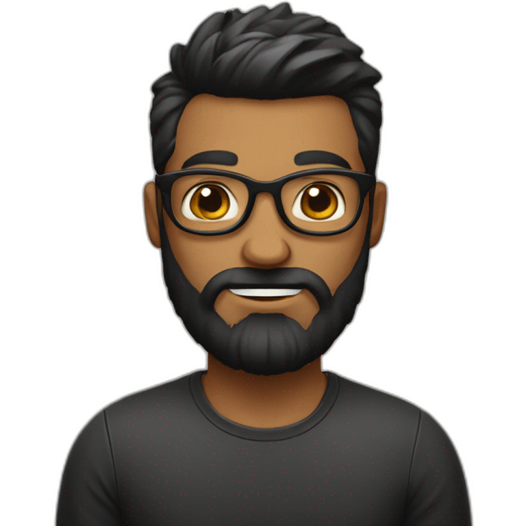 Genera un emoji de un hombre estilo hipster, con cabello negro, barba completa pero corta, color de piel caucásica, sin anteojos emoji