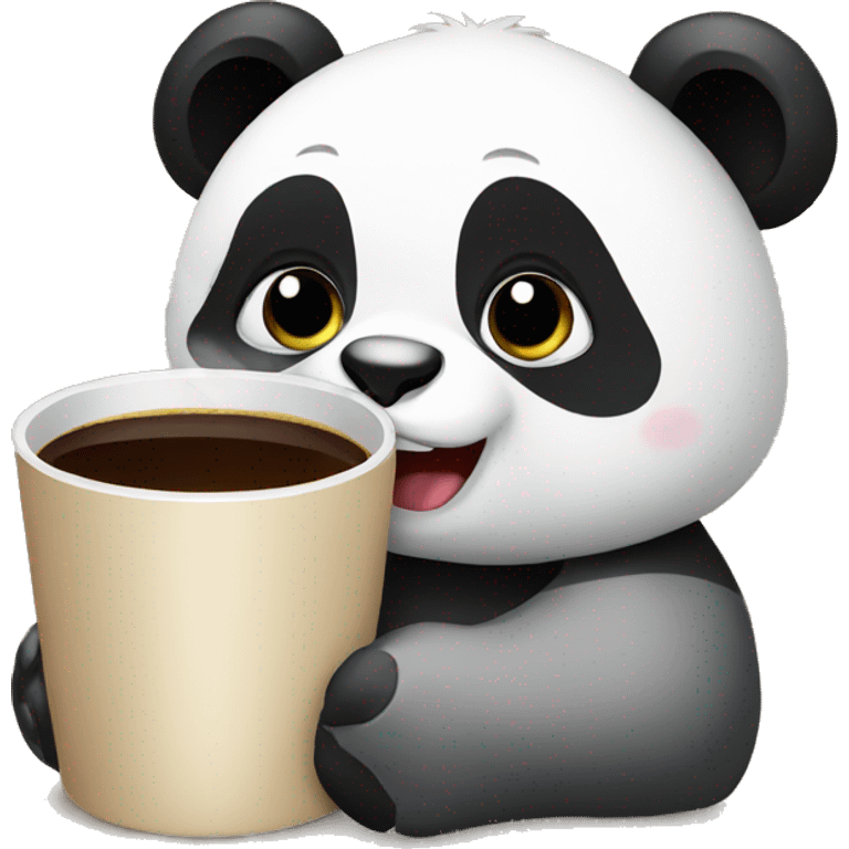 panda with coffee emoji