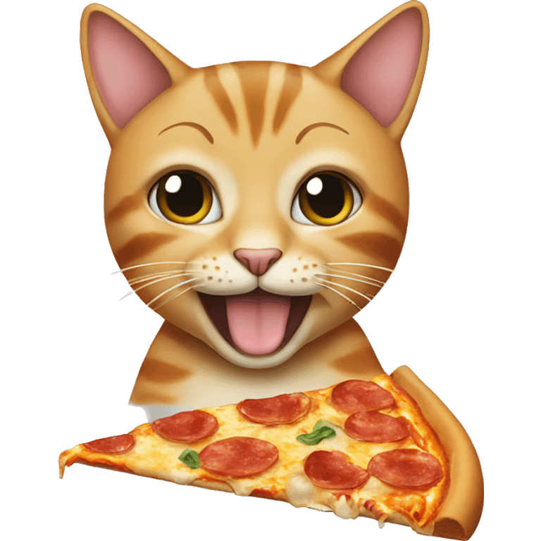 Cat eating pizza emoji