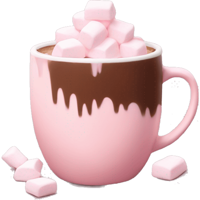 Aesthetic hot chocolate in light pink cup marshmallow  emoji