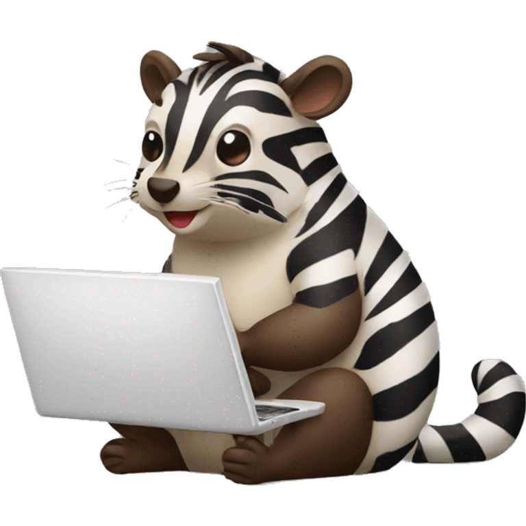 zebra beaver with laptop emoji