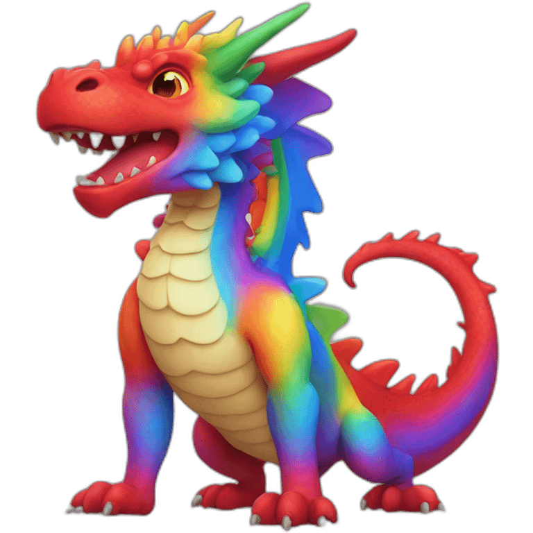 red gay dragon with rainbow emoji