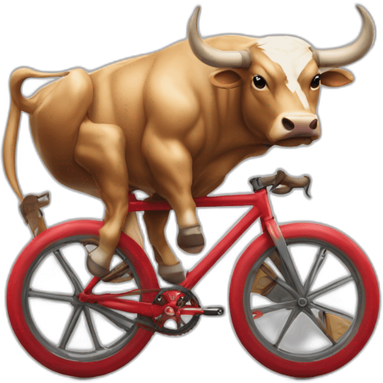 bull riding red fixed gear bicycle whith bullhorn wheel emoji