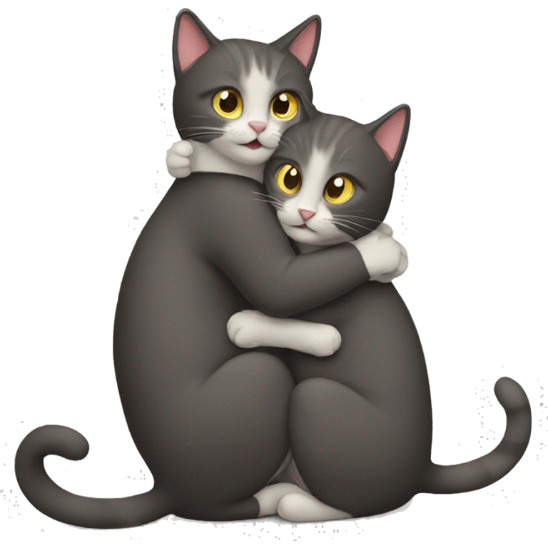 Two cats hug emoji