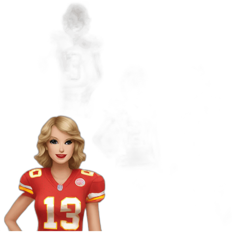 Taylor swift in Kansas City Chiefs jersey emoji