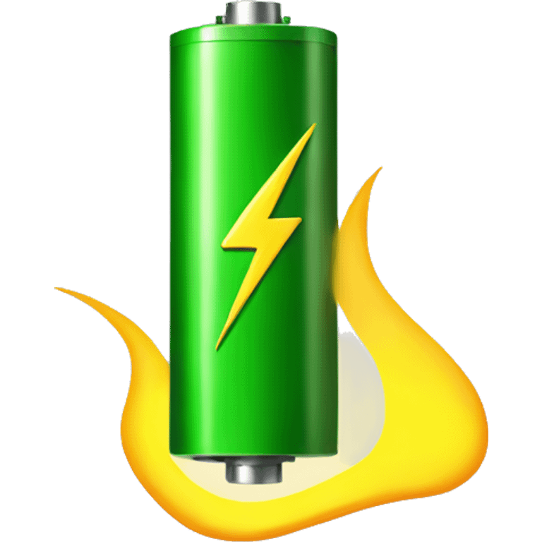 simple vertical green battery with yellow lightning logo on it emoji