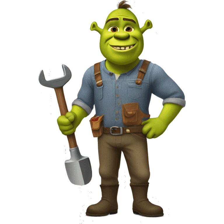 Shrek with working clothes and a wrench  emoji