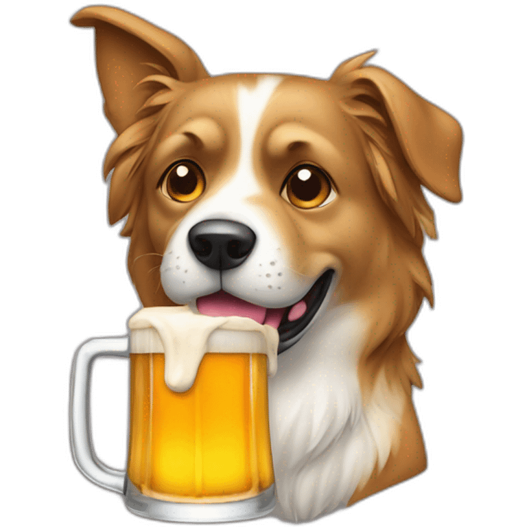 Plein de bière avec un chien emoji