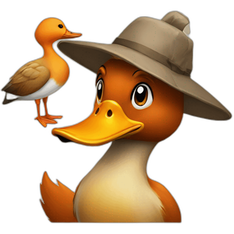 duck and fox with mushroom hats emoji