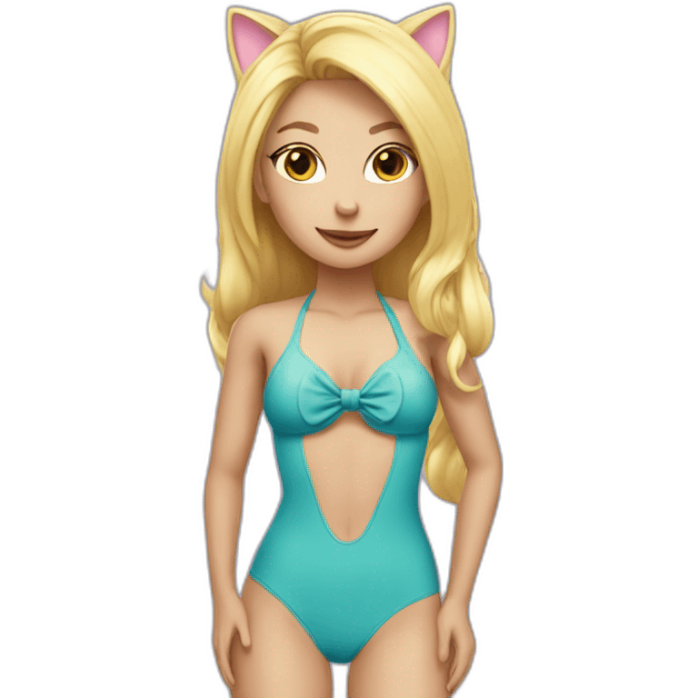 catgirl blonde swim suit emoji