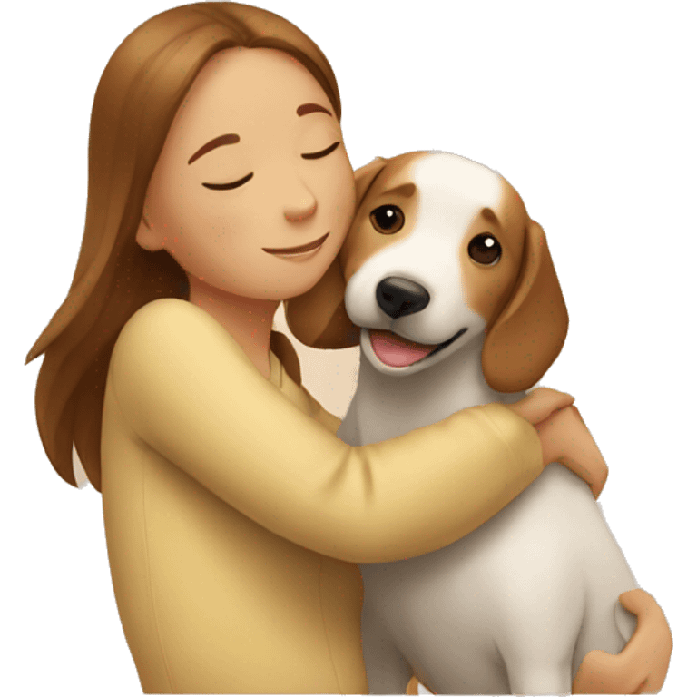 Dog hugging girl emoji