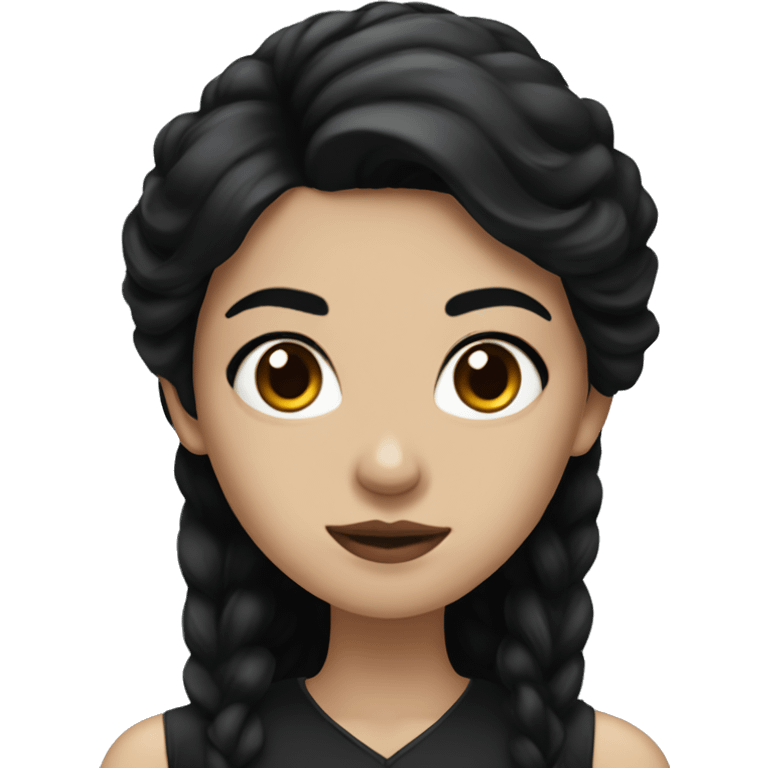 Gothic woman with black hair and brown eyes emoji