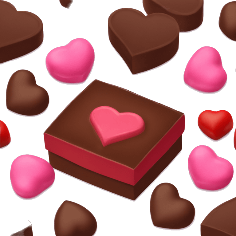 Red heart chocolate box  with pink candy emoji