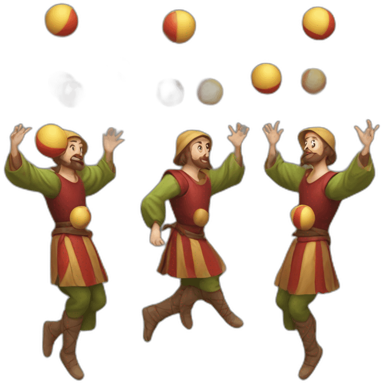 medieval juggler juggling 4 same-sized balls over them emoji