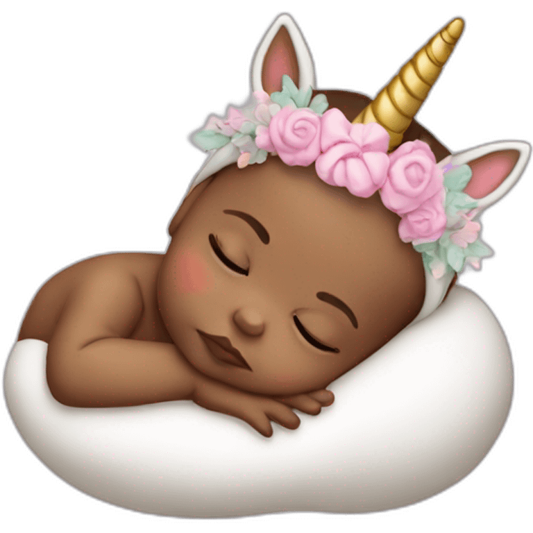 Sleeping Newborn with unicorn headband emoji