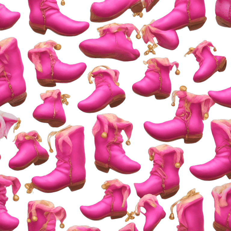 Realistic isolated hot pink elf boots with bells. emoji