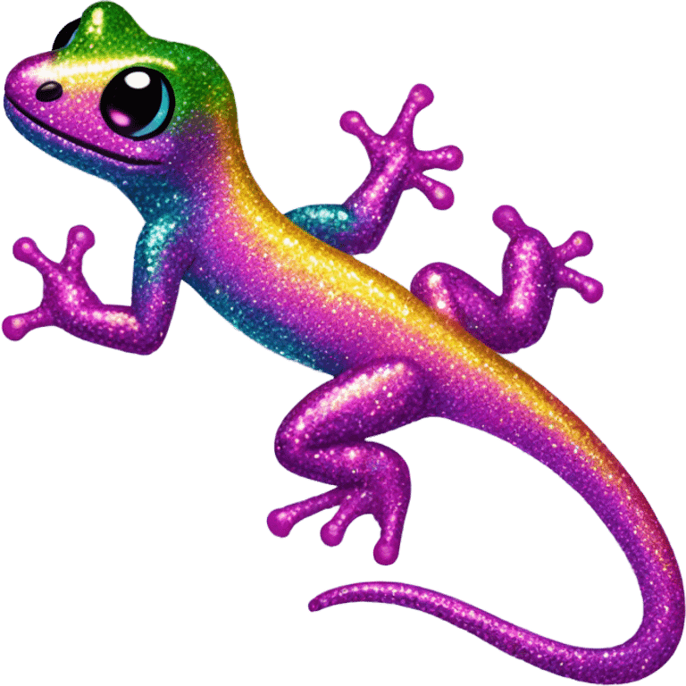 Lisa frank glitter gecko with a lily emoji