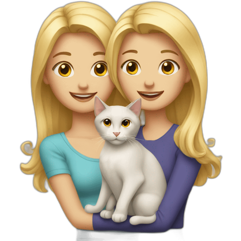 blonde Family with 2 cats emoji