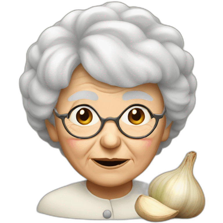 Old lady with garlic as a hair emoji