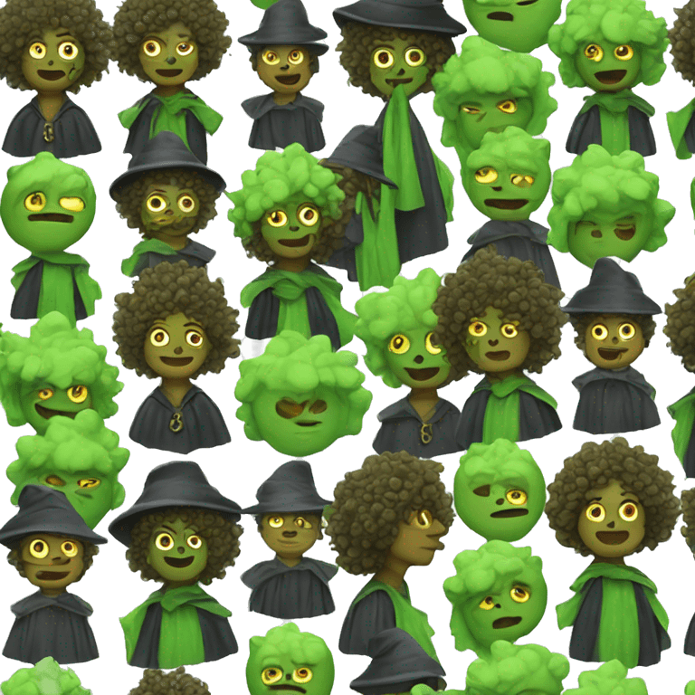 Green man with curly hair and witch  emoji