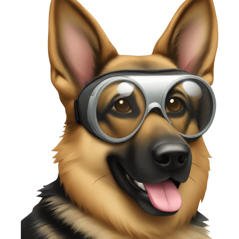 German shepherd with goggles emoji