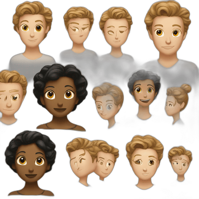 Simon Baker kiss-kiss a black girl brown eyes and sblack hair in a bun emoji