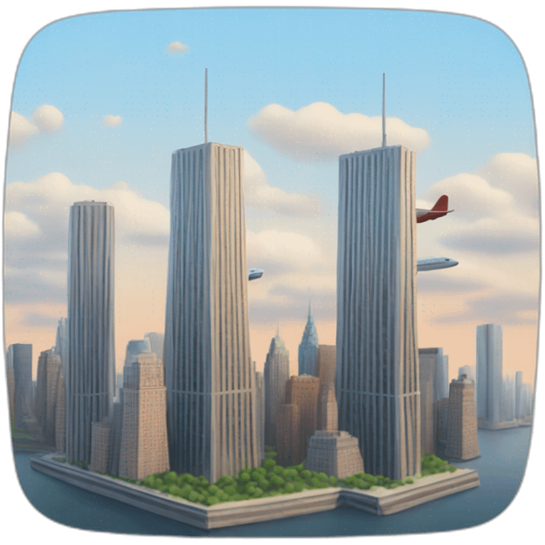 two towers and one plane in new york emoji