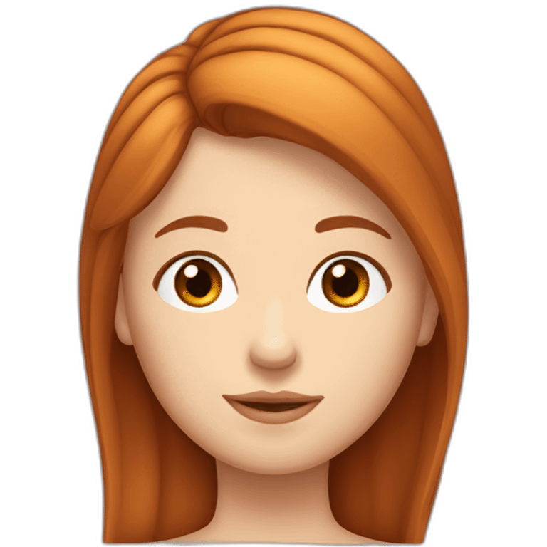 Une Fille rousse cheveux longs et aux yeux bleus , les cheveux detaché emoji