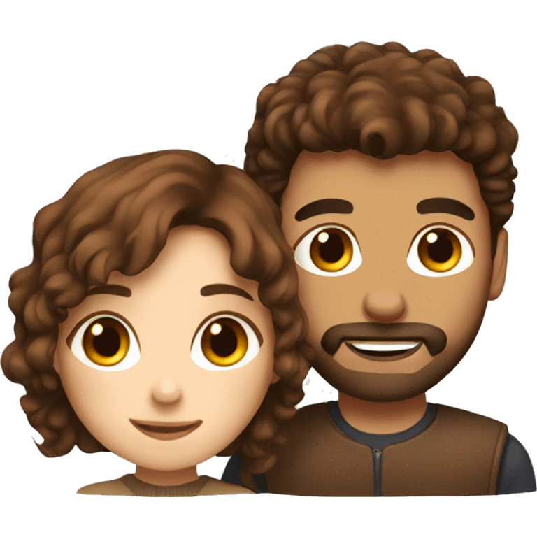 A beautiful brown-haired girl with a hairy brown-haired man Together emoji