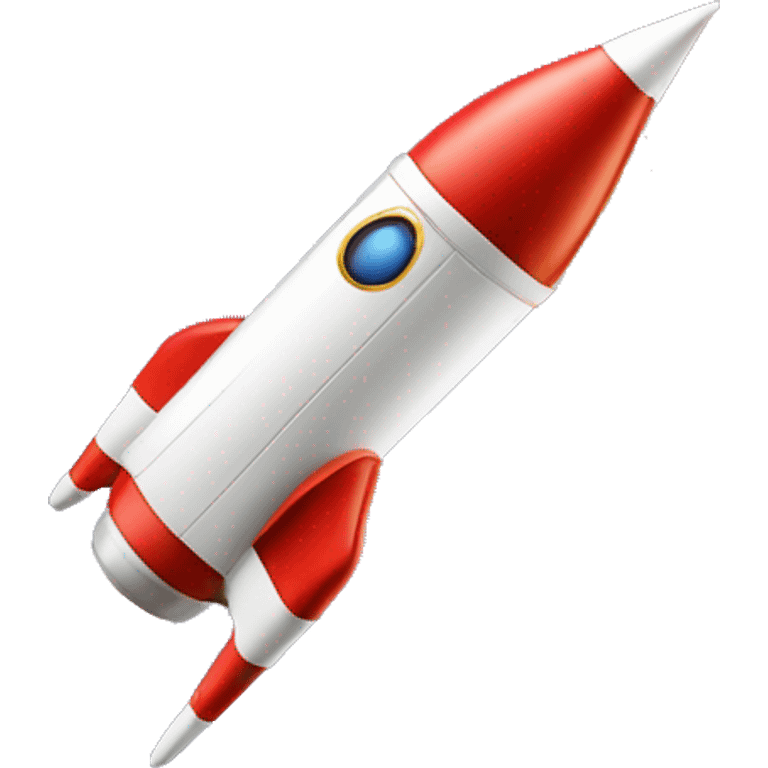 This image features a cartoon rocket launching into space. The rocket is primarily white with red accents on its nose cone and tail fins. A trail of bright, golden stars follows behind the rocket, symbolizing its speed and energy emoji