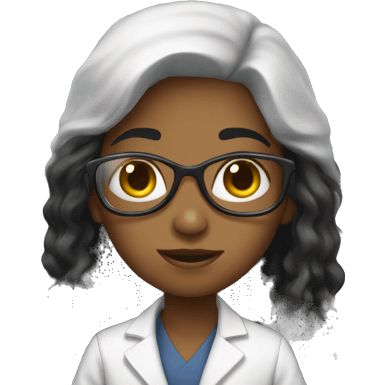 black long hair girl scientist with cat emoji