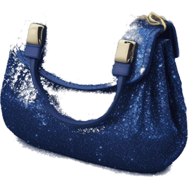 Realistic cobalt blue Sparkle glitter designer purse isolated.  emoji