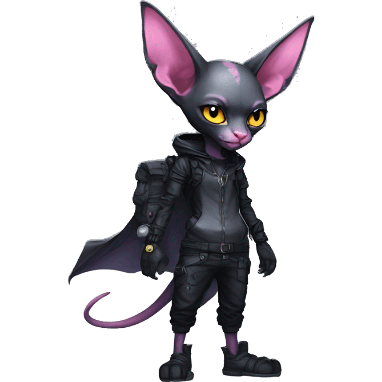 Dark Anthro Cool Bat-Sphynx-Pokémon Punk Techwear Full Body emoji