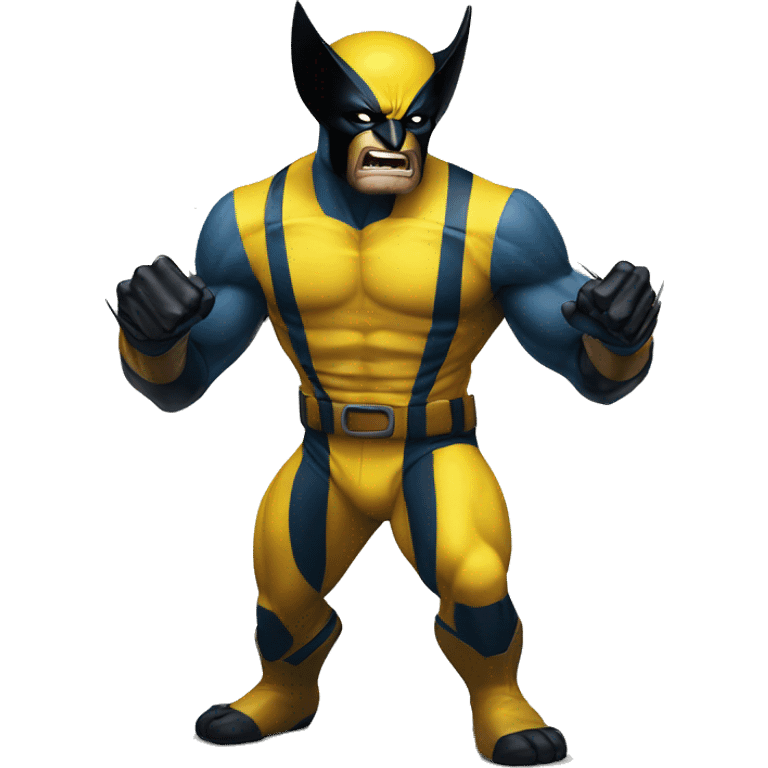 wolverine with his claws out in his yellow suit emoji